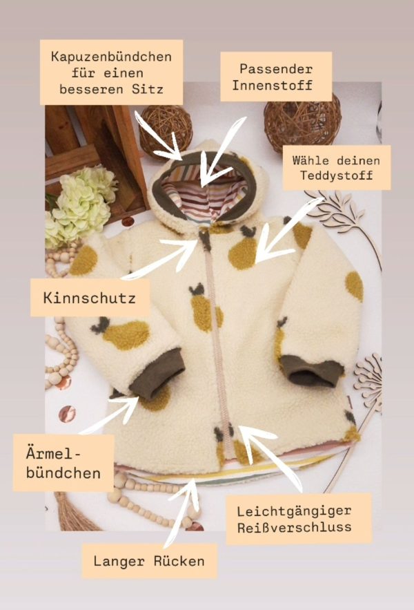 Teddyjacke Kinder mit Reißverschluss – Bild 2