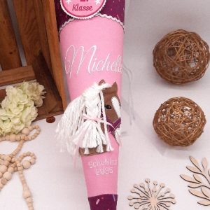 Schultüte Pferdekopf mit 3D Mähne, passend zum Ergobag Nussknackbär,  Zuckertüte aus Stoff