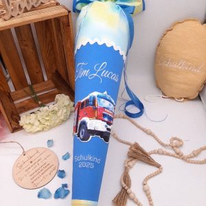 Schultüte Feuerwehr, passend zum Step by Step Ninja Zazu, Feuerwehrschultüte bestickt