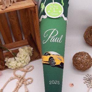 Schultüte mit Auto Lamborghini, Schultüte passend zum Ergobag Bärtastisch