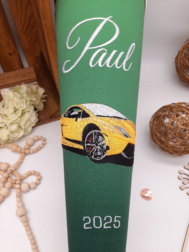 Schultüte Auto, Lamborghini, passend zum Ergobag Bärtastisch, Zuckertüte aus Stoff – Bild 5