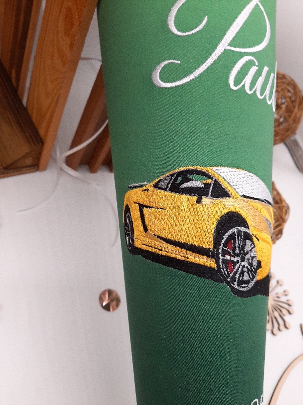 Schultüte Auto, Lamborghini, passend zum Ergobag Bärtastisch, Zuckertüte aus Stoff – Bild 7