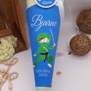 Schultüte Ninja, passend zum Step by Step Ninja Zazu, Nunja Schultüte bestickt