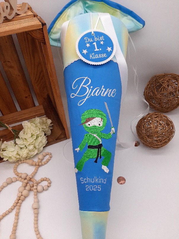Schultüte Ninja, passend zum Step by Step Ninja Zazu, Nunja Schultüte bestickt – Bild 4