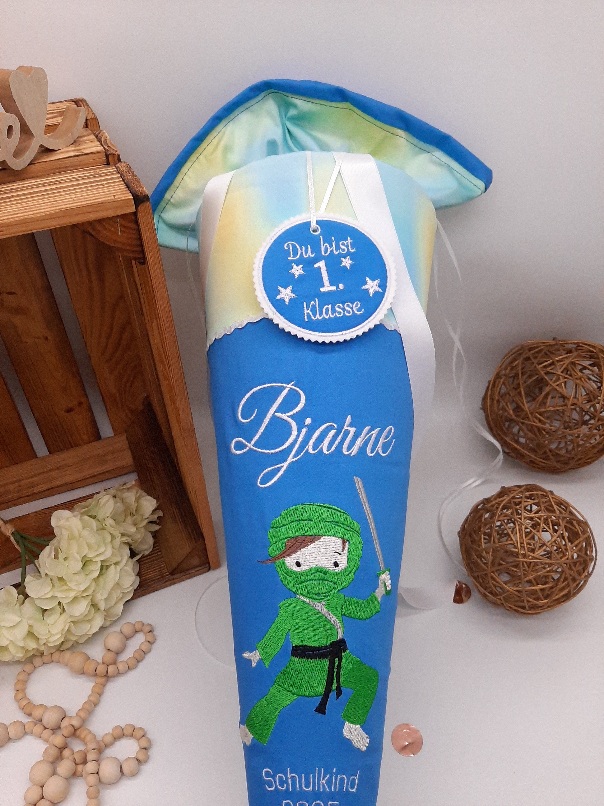 Schultüte Ninja, passend zum Step by Step Ninja Zazu, Nunja Schultüte bestickt – Bild 3