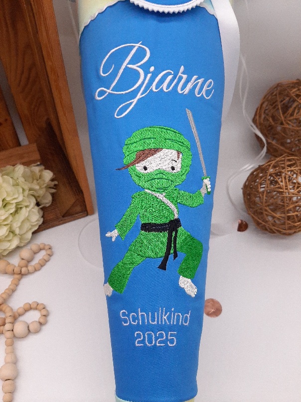 Schultüte Ninja, passend zum Step by Step Ninja Zazu, Nunja Schultüte bestickt – Bild 2