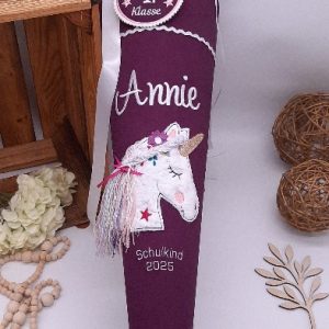 Schultüte Einhorn, passend zum Step by Step Unicorn Nuala, Einhorn mit 3D Mähne, Glitzerschultüte