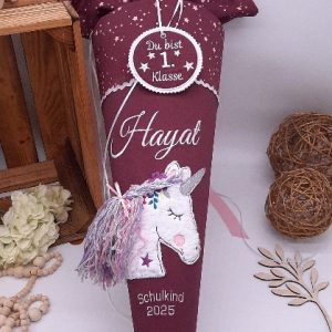 Schultüte Einhorn, passend zum Step by Step Berry Stars, Einhorn mit 3D Mähne, Glitzerschultüte