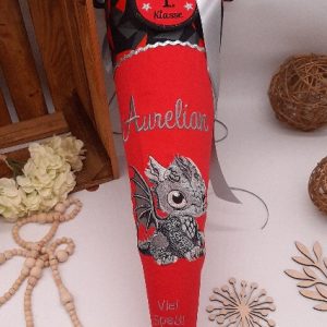 Schultüte Babydrache, Stoffschultüte, Schultüte personalisiert, passend zum Ergobag Teakbärdo