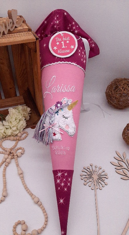 Schultüte Einhorn, passend zum Step by Step geflügeltes Regenbogeneinhorn Bayala, Einhorn mit 3D Mähne, Glitzerschultüte