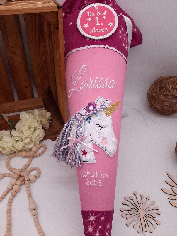 Schultüte Einhorn, passend zum Step by Step geflügeltes Regenbogeneinhorn Bayala, Einhorn mit 3D Mähne, Glitzerschultüte – Bild 4