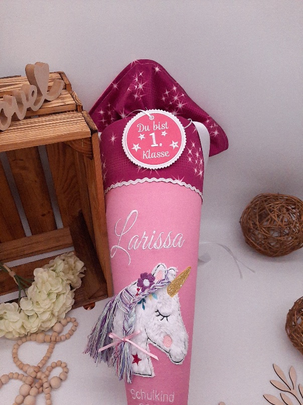 Schultüte Einhorn, passend zum Step by Step geflügeltes Regenbogeneinhorn Bayala, Einhorn mit 3D Mähne, Glitzerschultüte – Bild 3