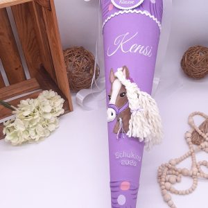 Schultüte Pony, 3D Mähne, passend zum Ergobag Ponybäradies,  Zuckertüte aus Stoff