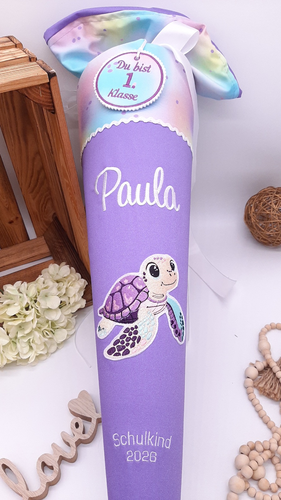 Schultüte Schildkröte, passend zum Step by Step Butterfly Luna, Turtle Schultüte bestickt – Bild 4