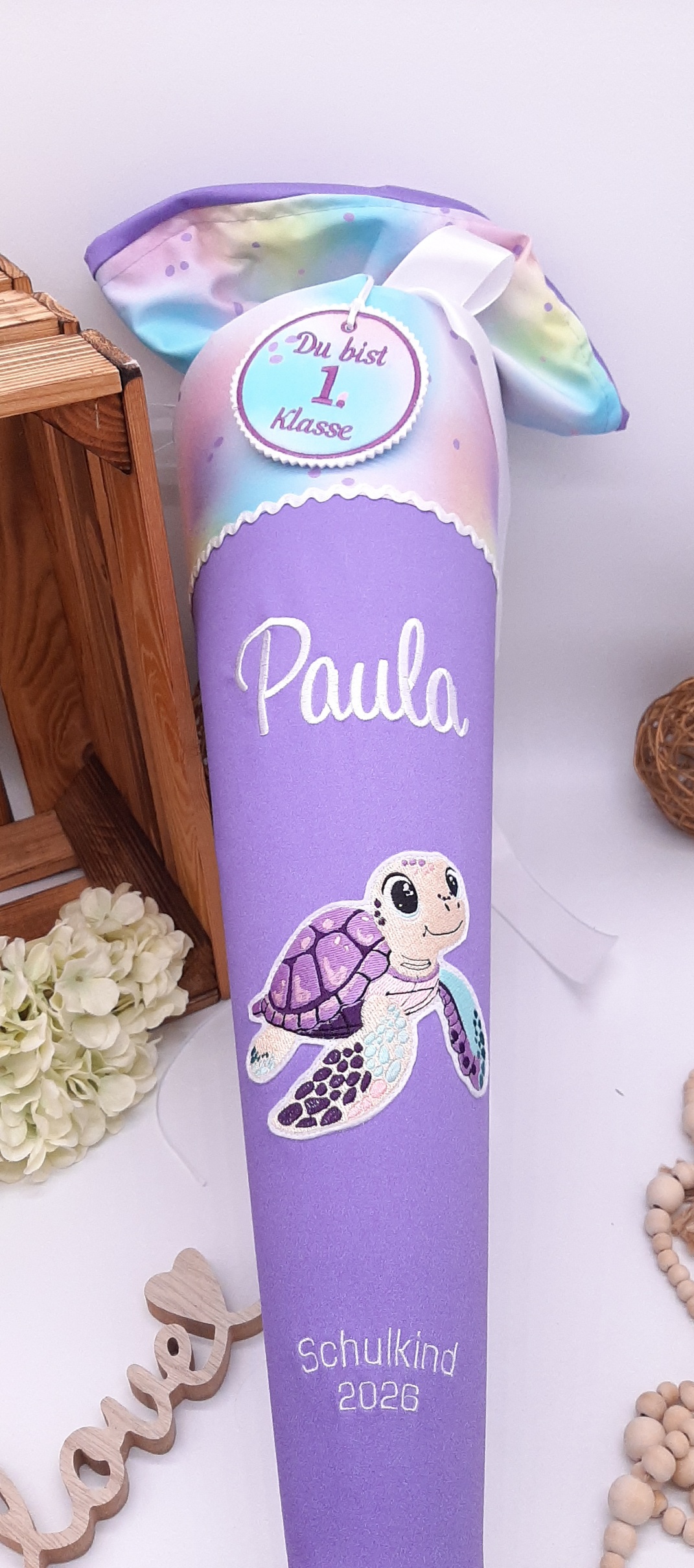 Schultüte Schildkröte, passend zum Step by Step Butterfly Luna, Turtle Schultüte bestickt – Bild 5