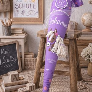 Schultüte Pony, 3D Mähne, passend zum Ergobag Ponybäradies,  Zuckertüte aus Stoff