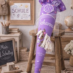 Schultüte Pony, 3D Mähne, passend zum Ergobag Ponybäradies,  Zuckertüte aus Stoff