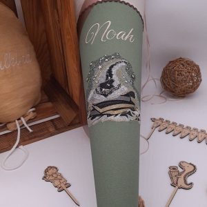 Schultüte Zauberhut, Schultüte für Zauberer, Magierschultüte, Schultüte für Jungs olive